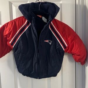 Kids Red and Blue New England Patriots hooded Jacket SM